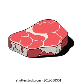 Steak, meat piece. Vector 3d sketch line isometric, color icon illustration, flat style. Creative design idea and elements for infographics and website.