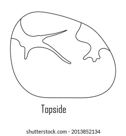Icono de contorno del vector de carne de filete. Comida de ilustración vectorial sobre fondo blanco. Icono de ilustración de contorno aislado de carne de filete.