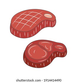 Ilustración vectorial coloreada de carne de filete. aislado con estilo dibujado a mano 