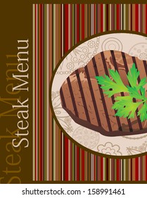 Steak  menu. Card Design template.