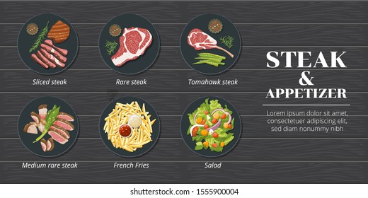 Steak menu vector graphic design