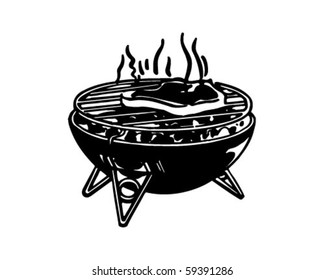 Steak On The Barbie - Retro Clip Art