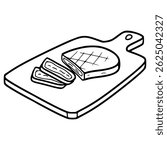 steak on cutting mat illustration hand drawn outline vector