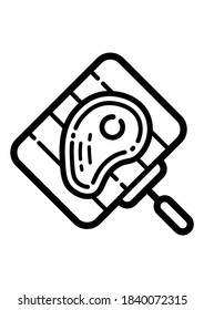 Steak On The Grill Flat Icon Isolated On White Background