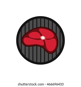 Steak on grill icon in flat style isolated on white background. Food symbol