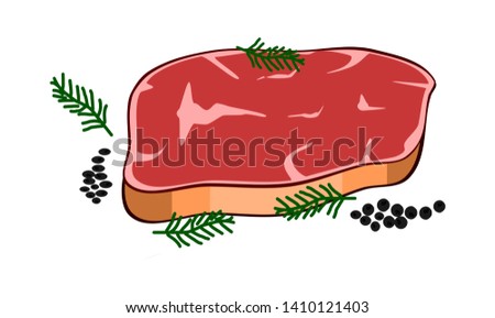 Steak on a white background, hand drawn