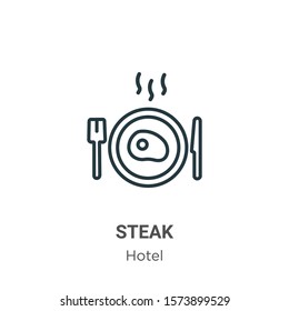 Steak outline vector icon. Thin line black steak icon, flat vector simple element illustration from editable restaurant concept isolated on white background