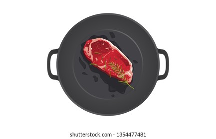 Steak in the Pan Object Stock Vector Illustration 
