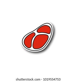 Steak patch. Beefsteak color sticker. Vector isolated illustration