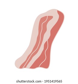 Steak, a piece of fresh meat tenderloin with veins of fat. Pork and beef. Hand-drawn vector, flat style. Delicious bacon. Healthy food, cooking, proper nutrition. For farm, kitchen, restaurants, menus