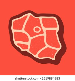 Steak Poland map logo. Vector retro black and red meat dishes logotype illustration. Graphic grill BBQ label, emblem, symbol. Premium beef restaurant badge