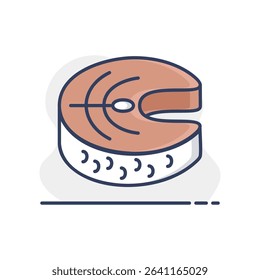 Steak of red fish salmon isolated icon. Farm animal sign. Graph symbol for your web site design, logo, app, UI. Vector illustration