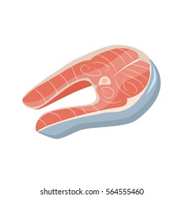 Steak of red fish salmon for sushi food menu vector illustration in flat design. Isolated white background.