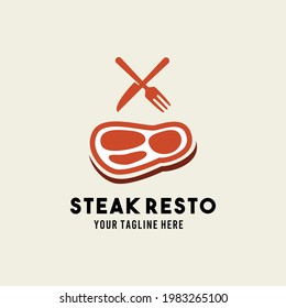 Steak restaurant flat style design symbol logo illustration vector graphic template