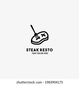 Restaurante Steack diseño de estilo plano símbolo logotipo ilustración vectorial plantilla gráfica