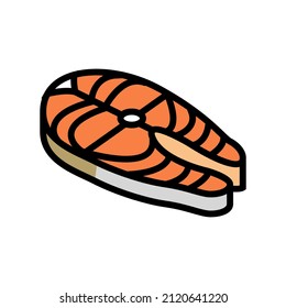 steak salmon color icon vector. steak salmon sign. isolated symbol illustration