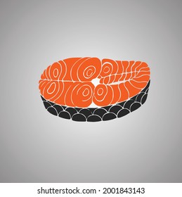 Steak of salmon fish for sushi food menu vector illustration Isolated white background.