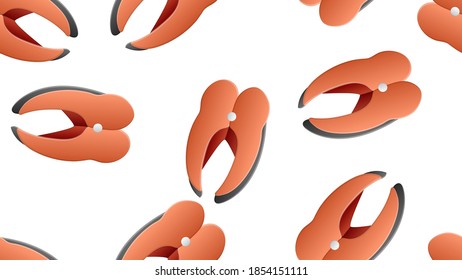 steak of salmon seamless pattern isolated on white.