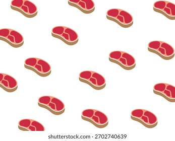 Steak seamless pattern vector isolated on white background.