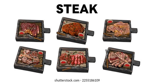 Steak set collection graphic clipart design