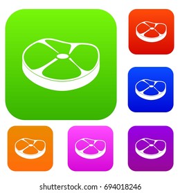 Steak set icon in different colors isolated vector illustration. Premium collection