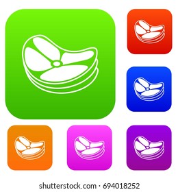 Steak set icon in different colors isolated vector illustration. Premium collection