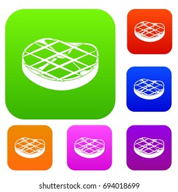 Steak set icon in different colors isolated vector illustration. Premium collection