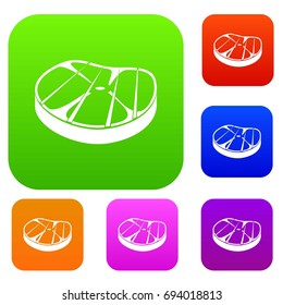 Steak set icon in different colors isolated vector illustration. Premium collection