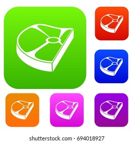 Steak set icon in different colors isolated vector illustration. Premium collection