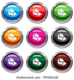 Steak set icon isolated on white. 9 icon collection vector illustration