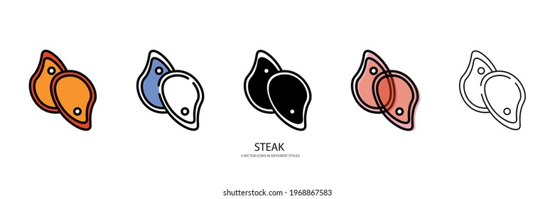 Steak set vector type icon