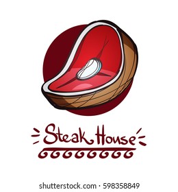 Steak sketch of the logo. Element for infographics in the hand drawing style.