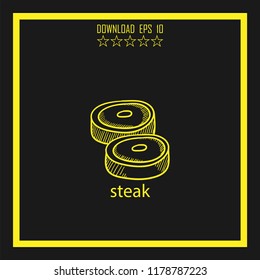 steak sketch vector icon