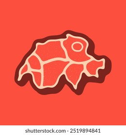 Steak Switzerland map logo. Vector retro black and red meat dishes logotype illustration. Graphic grill BBQ label, emblem, symbol. Premium beef restaurant badge