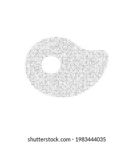 The steak symbol filled with black dots. Pointillism style. Vector illustration on white background