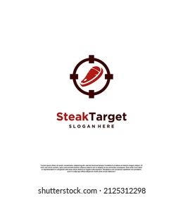 Steak-Logo-Design-Konzept-Vektorgrafik, Steak Jäger Logo-Design-Symbol-Vorlage
