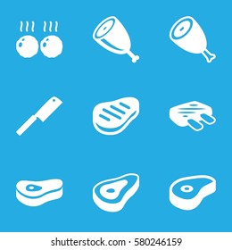 steak vector icons. Set of 9 steak filled icons such as beef, meat
