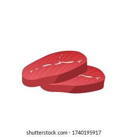 Steak. Vector illustration cartoon flat meat icon isolated on white background.