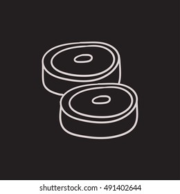 Steak vector sketch icon isolated on background. Hand drawn Steak icon. Steak sketch icon for infographic, website or app.