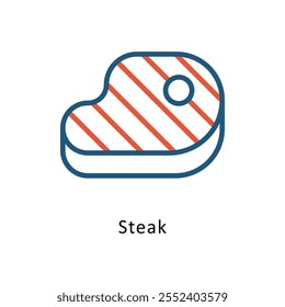 Steak   Vector Two Colors outline Icon. Eps10 File