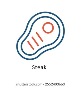 Steak Vector Two Colors outline Icon. Eps10 File