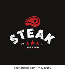 Steak Vintage Logo. Meat Symbol Flat Isolated Graphic Emblem