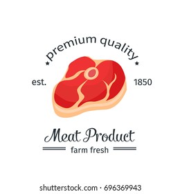 Steak vintage vector emblem, label or logo. Meat product design.