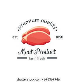 Steak vintage vector emblem, label or logo. Meat product design.