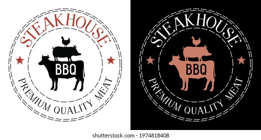 Steakhouse, barbecue grill - vector logo