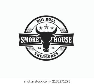 Steakhouse Bbq Logo Design. Beef BBQ Logo Template