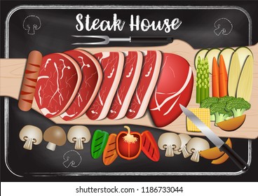 Steakhouse with chalkboard background