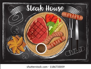 Steakhouse with chalkboard background