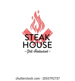 Steakhouse grill restaurant logo. Vector illustration