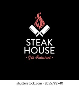 Steakhouse grill restaurant logo. Vector illustration